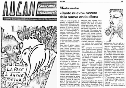 «Canto nuevo» ovvero dalla nuova onda cilena.